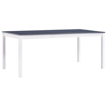 Mesa De Comedor De Madera De Pino Blanco Y Gris 180x90x73 Cm Vidaxl