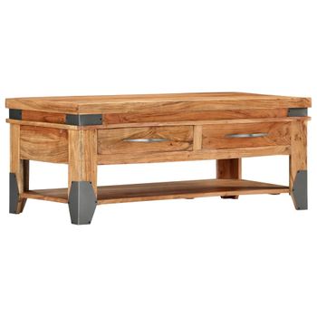 Mesa De Centro De Madera Maciza De Acacia 110x52x45 Cm Vidaxl