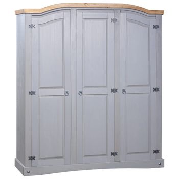 Armario Madera De Pino Mexicano Estilo Corona Gris 3 Puertas Vidaxl