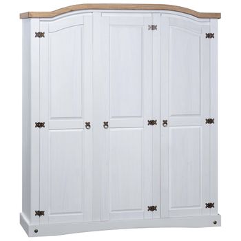 Armario Madera De Pino Mexicano Estilo Corona Blanco 3 Puertas Vidaxl