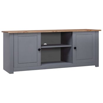 Mueble De Tv Madera Maciza Pino Estilo Panamá Gris 120x40x50 Cm Vidaxl