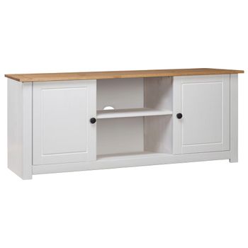 Mueble Para Tv Madera De Pino Estilo Panamá Blanco 120x40x50 Cm Vidaxl