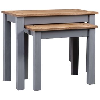 Mesas Apilables 2 Uds Madera Maciza De Pino Panama Range Gris Vidaxl