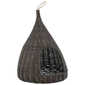 Casa Para Gatos Con Cojín Forma Tipi Sauce Natural Gris 40x60cm Vidaxl