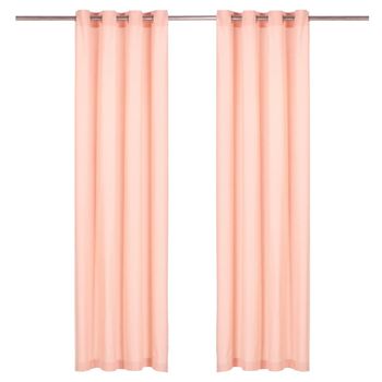 Cortinas Con Anillas De Metal 2 Uds Algodón Rosa 140x175 Cm Vidaxl