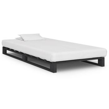 Estructura De Cama De Palets Madera Maciza Pino Gris 90x200cm Vidaxl