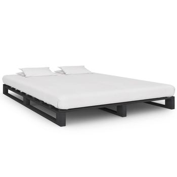 Estructura De Cama De Palets Madera Maciza Pino Gris 140x200 Cm Vidaxl