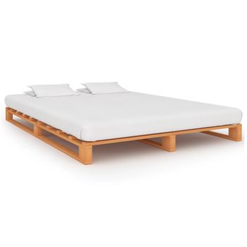 vidaXL Estructura cama de matrimonio madera de pino marrón 135x190 cm –  Bechester