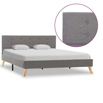 Estructura de cama tapizada de 30 cm, 150x190 cm, gris claro ESTHER