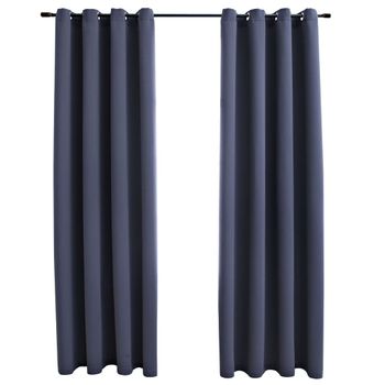 Cortinas Opacas Con Anillas De Metal 2 Uds Antracita 140x175 Cm Vidaxl