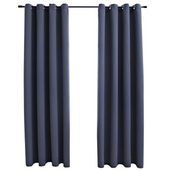 Cortinas opacas vidaXL 2 piezas con ojales de metal 135x175 cm, Negras,  Cortinas, Los mejores precios