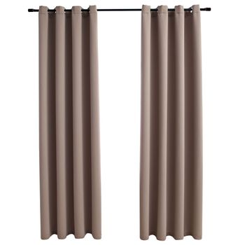 Cortinas Opacas Con Anillas De Metal 2 Pzs Gris Topo 140x225 Cm Vidaxl