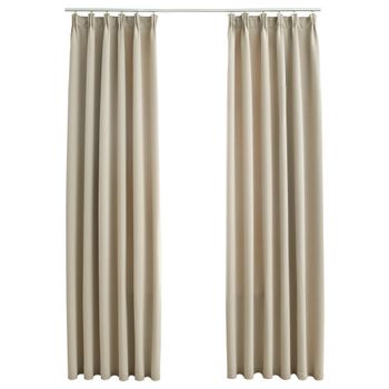 Cortinas Opacas Con Anillas 2 Uds Terciopelo Crema 140x225 Cm