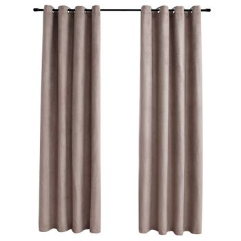 Cortinas opacas con ojales look de lino 2 pzas gris 140x175 cm