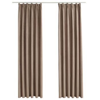 Cortinas Opacas Con Ganchos 2 Piezas Gris Topo 140x245 Cm Vidaxl