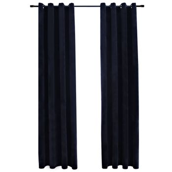 Cortinas Opacas Con Anillas 2 Uds Terciopelo Negro 140x245 Cm Vidaxl