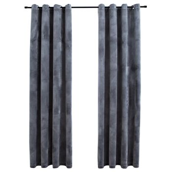 Cortinas Opacas Anillas 2 Uds Terciopelo Antracita 140x175 Cm Vidaxl