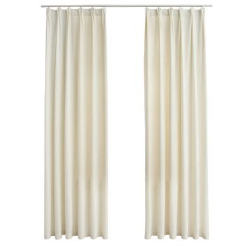 Cortinas Opacas Con Ganchos 2 Pzas Terciopelo Crema 140x245 Cm Vidaxl