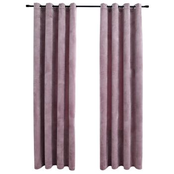 Cortinas Opacas Anillas 2 Uds Terciopelo Rosa Viejo 140x225 Cm Vidaxl