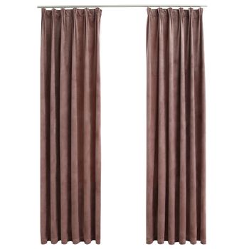 Cortinas Opacas Ganchos 2 Pzas Terciopelo Rosa Viejo 140x225 Cm Vidaxl