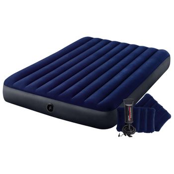 Cama Hinchable Dura-beam Con Bomba Azul 152x203x25 Cm Intex