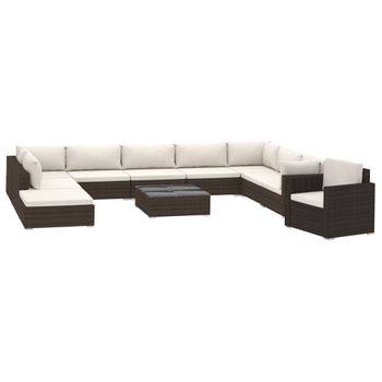 Set Muebles De Jardâ¨âªn 11 Piezas Con Cojines Ratâ¨â¢n Sintâ¨â¦tico Marrâ¨â®n