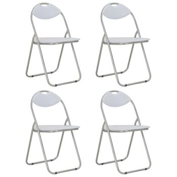 Sillas De Comedor Plegables 4 Unidades Cuero Sintético Blanco Vidaxl