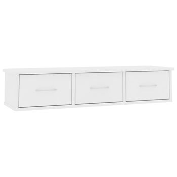 Estante Cajones Para Pared Contrachapada Blanco 88x26x18,5 Cm Vidaxl