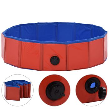 Piscina Para Perros Plegable Pvc Rojo 80x20 Cm Vidaxl