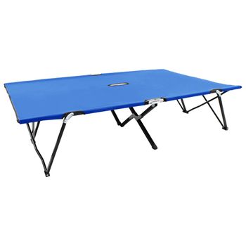 Tumbona Plegable Para 2 Personas Acero Azul Vidaxl