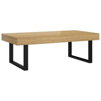 Mesa De Centro Mdf Y Hierro Marrón Claro Y Negro 120x60x40 Cm Vidaxl