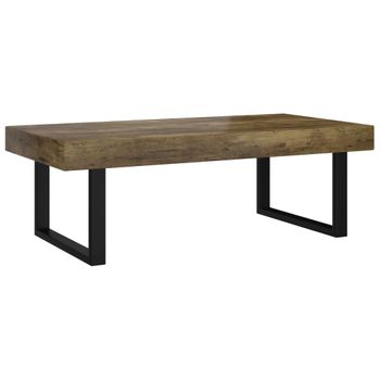 Mesa De Centro Mdf Y Hierro Marrón Oscuro Y Negro 120x60x40 Cm Vidaxl