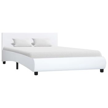 Estructura De Cama De Cuero Sintético Blanco 140x200 Cm Vidaxl