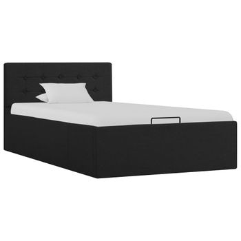 Cama Canapé Hidráulica Almacenaje Tela Gris Oscuro 100x200 Cm Vidaxl