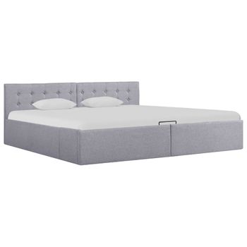 Cama Canapé Hidráulica Almacenaje Tela Gris Claro 180x200 Cm Vidaxl