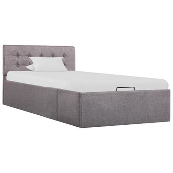 Cama Canapé Hidraúlica Con Almacenaje Tela Taupe 90x200 Cm Vidaxl