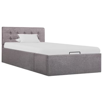 Cama Canapé Hidraúlica Con Almacenaje Tela Taupe 100x200 Cm Vidaxl