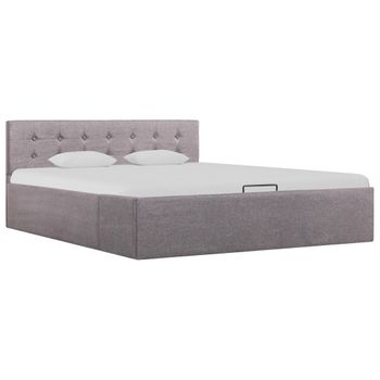 Cama Canapé Hidráulica Con Almacenaje Tela Taupe 140x200 Cm Vidaxl