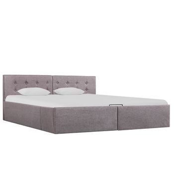 Cama Canapé Hidráulica Con Almacenaje Tela Taupe 160x200 Cm Vidaxl