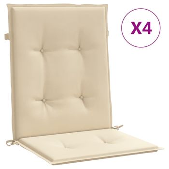 Cojín De Silla De Jardín Respaldo Bajo 4 Uds Tela Oxford Beige Vidaxl