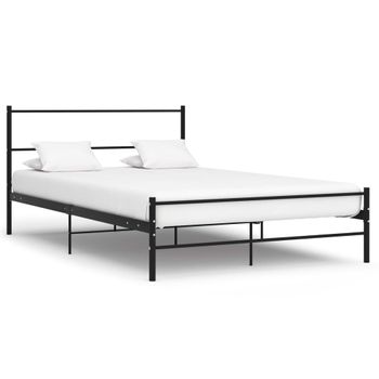 Estructura Cama Con Cabecero Sin Colchón Metal Negro 140x200 Cm Vidaxl