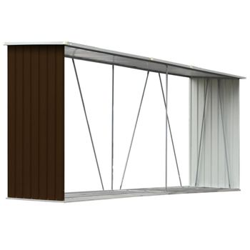 Casetilla Para Leña Acero Galvanizado Marrón 330x84x152 Cm Vidaxl