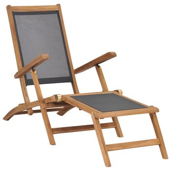 Silla De Playa Plegable Madera De Eucalipto Y Tela Negra Vidaxl con Ofertas  en Carrefour