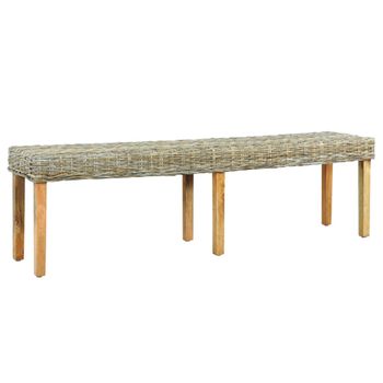 Banco De Ratán Kubu Natural Y Madera Maciza De Mango 160 Cm Vidaxl