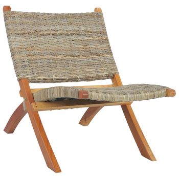 Silla De Ratán Kubu Natural Y Madera Maciza De Caoba Vidaxl