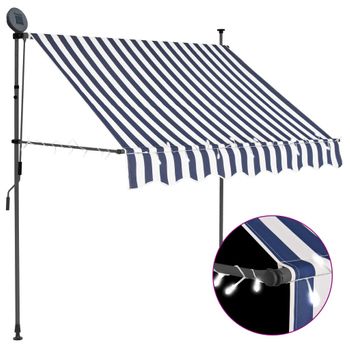 Toldo Manual Retráctil Con Led Azul Y Blanco 100 Cm Vidaxl