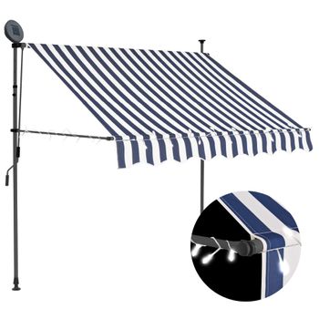 Toldo Manual Retráctil Con Led Azul Y Blanco 150 Cm Vidaxl