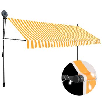 Toldo Manual Retráctil Con Led Blanco Y Naranja 350 Cm Vidaxl