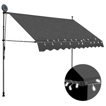 Toldo Manual Retráctil Con Led Gris Antracita 300 Cm Vidaxl