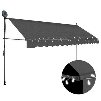 Toldo Manual Retráctil Con Led Gris Antracita 400 Cm Vidaxl